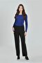 30082 Black Hidden Rubber Pipe Leg Gabardine Trousers