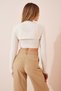 Women's Cream Turtleneck Knitwear Athlete Crop Suit MT00110 - 5