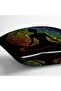 Reversible Black Background Rainbow Motif Far Eastern Yoga Patterned Raschel Knit Cushion Cover - 8