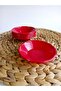 Tea Plate Set of 12 Tea Cups and Saucers Red - 2