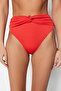 Kırmızı Düğümlü Dokulu Yüksek Bel Normal Paça Bikini Altı TBESS23BA00172 - 4