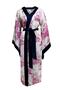 Cotton Satin Navy Blue Striped Bat Sleeve Kimono Limited Edition