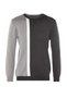 Anthracite Slim Fit Slim-Fit Crew Neck Paneled Knitwear Color-Block Sweater Tmnaw21Kz0566 - 6