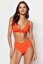 Kırmızı Cut Out Detaylı Hipster Yüksek Bel Bikini Altı TBESS20BA0184 - 2