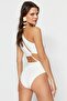 Ekru Tek Omuz Tünelli Cut Out Detaylı Regular Core Mayokini TBESS23MA00206 - 3