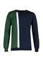 Green Slim Fit Cotton Crew Neck Paneled Knitwear Sweater Tmnaw21Kz0566 - 6