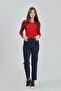 30082 Navy Blue Hidden Rubber Tube Leg Gabardine Trousers - 2