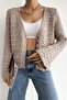 Women's Standard Size Buttoned Openwork Detailed Knitwear Cardigan - 4