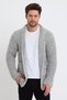 Men's Gray Thick Honeycomb Pocket Detailed Knitwear Cardigan-hrk3451r03l