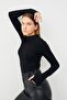 Women's Black and White Finger Detailed 2-Piece Body - 3