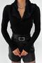 Women's Black Faux Fur Knitted Cardigan with Removable Collar