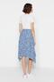 Indigo Patterned Flounced Asymmetrical High Waist Midi Stretchy Knitted Skirt TWOAW20ET0440 - 5