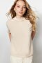 Kahverengi-Bej 2'li Paket %100 Pamuk Basic Dik Yaka Örme T-Shirt TWOSS20TS1500 - 9