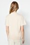 Kahverengi-Bej 2'li Paket %100 Pamuk Basic Dik Yaka Örme T-Shirt TWOSS20TS1500 - 11