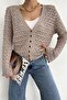 Women's Standard Size Buttoned Openwork Detailed Knitwear Cardigan - 3
