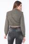 Women's Padded Thick Corduroy Knitted Fabric Half Turtleneck Wide Cut Long Sleeve Crop Sweatshirt - 3