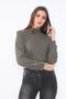 Women's Padded Thick Corduroy Knitted Fabric Half Turtleneck Wide Cut Long Sleeve Crop Sweatshirt - 7
