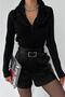 Women's Black Faux Fur Knitted Cardigan with Removable Collar - 3