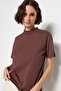 Kahverengi-Bej 2'li Paket %100 Pamuk Basic Dik Yaka Örme T-Shirt TWOSS20TS1500 - 4