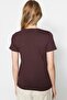 Kahverengi-Bej %100 Pamuk 2'li Paket Basic Bisiklet Yaka Örme T-Shirt TWOSS20TS0141 - 6