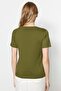 Haki-Bej %100 Pamuk 2'li Paket Basic V Yaka Örme T-Shirt TWOSS23TS00002 - 6