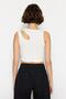 Black-White 2-Pack Cut Out Detailed Fitted Crop Ribbed Flexible Knitted Tank Top TWOSS23AL00006 - 7