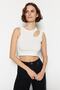 Black-White 2-Pack Cut Out Detailed Fitted Crop Ribbed Flexible Knitted Tank Top TWOSS23AL00006 - 3