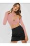 Women's Asymmetrical Shoulder Detail Low-cut Long Sleeve Bodycon Crop Blouse