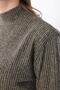 Women's Padded Thick Corduroy Knitted Fabric Half Turtleneck Wide Cut Long Sleeve Crop Sweatshirt - 4