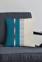 Silver Turquoise Premium Thai Feather Woven Fabric Striped Double Sided Throw Pillow Pillow Case Krl1069