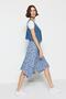Indigo Patterned Flounced Asymmetrical High Waist Midi Stretchy Knitted Skirt TWOAW20ET0440 - 2