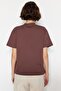 Kahverengi-Bej 2'li Paket %100 Pamuk Basic Dik Yaka Örme T-Shirt TWOSS20TS1500 - 12