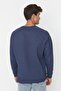Navy Blue Oversize/Wide Cut Fleece Inside/Warm Raglan Sleeve Sweatshirt Tmnaw23Sw00190 - 10