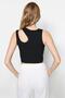 Black-White 2-Pack Cut Out Detailed Fitted Crop Ribbed Flexible Knitted Tank Top TWOSS23AL00006 - 8