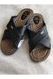12598 Black Men's Comfortable Soft Orthopedic Sole Leather Model House Slippers - 4