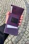 Unisex Purple Genuine Leather Mechanism Wallet