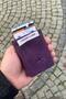 Unisex Purple Genuine Leather Mechanism Wallet - 2