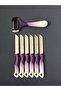 Set of 6 Serrated Marbled Purple Fruit and Vegetable Knives and Vertical Peeler