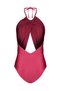 Burgundy Halter Neck Cut Out Detailed Regular Leg Swimsuit Tbess23Ma00192 - 8
