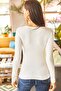 Women's Ecru Roba Detailed Lycra Corded Blouse BLZ-19002098 - 2