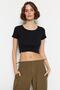 Black-White 2 Pack Fitted Crop Crew Neck Ribbed Stretchy Knitted Blouse TWOSS22BZ0734 - 5