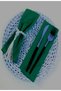 New Year's Elegance 12-Piece Linen Fabric Napkin Set Green - 4