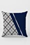 Silver Navy Blue Premium Thai Feather Woven Fabric Plaid Double Sided Throw Pillow Pillow Case Krl1090 - 2