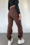 Women's Brown Winter Thick Fleece Inside High Waist Elastic Leg Basic Jogger Sweatpants - 8