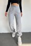 Women's Gray Winter Thick Fleece Inside High Waist Elastic Leg Basic Jogger Sweatpants - 5