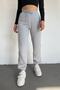Women's Gray Winter Thick Fleece Inside High Waist Elastic Leg Basic Jogger Sweatpants - 6