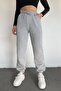 Women's Gray Winter Thick Fleece Inside High Waist Elastic Leg Basic Jogger Sweatpants - 8