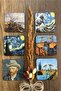 Van Gogh Themed Wooden Coasters Wooden Printed Coasters Set of 6 (9 X9CM) - 3
