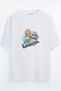 ?harmandar Dj Cat Printed Unisex White Oversize T-shirt
