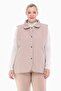 Women's Quilted Lined Vest Light Beige Large Size 1028